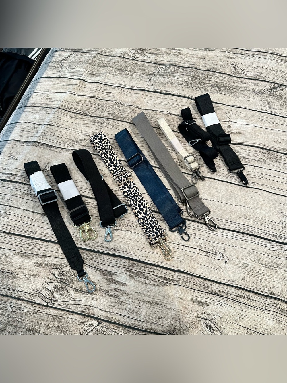 Lot of 9 Adjustable Crossbody Purse Straps - Black, Navy, Gray, Leopard, Cream